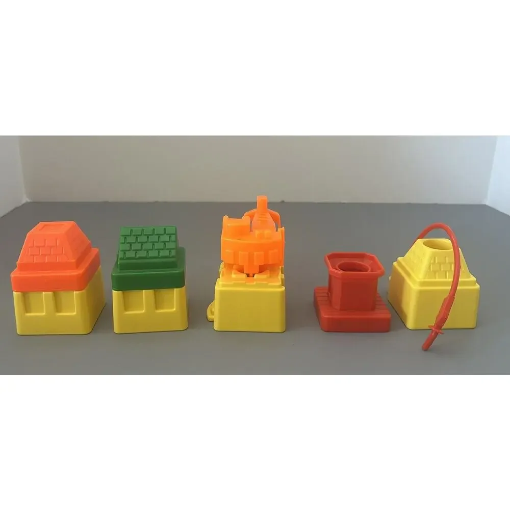 Fisher Price Flip Track Buildings, Crane, Gas Pump Replacements Vintage Lot of 5